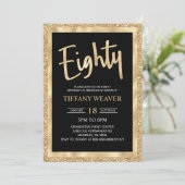 Gold Foil Glitter 80th Birthday Invitation Kaart (Staand voorkant)