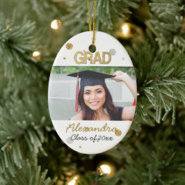Gold Foil Glitter Confetti Afstuderen Foto Keramisch Ornament