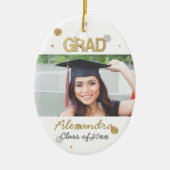Gold Foil Glitter Confetti Afstuderen Foto Keramisch Ornament (Voorkant)