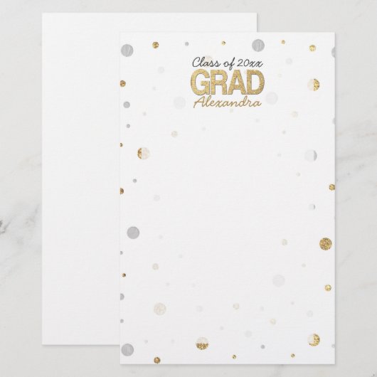 Gold Foil Glitter Confetti Gradution Party Custom Briefpapier (Voorkant / Achterkant)