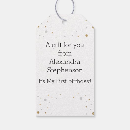 Gold Foil Glitter Confetti Gradution Party Custom Cadeaulabel (Achterkant)