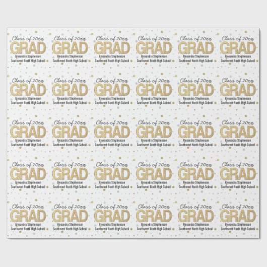 Gold Foil Glitter Confetti Gradution Party Custom Cadeaupapier (Vlak)