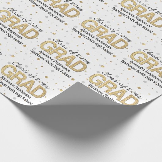 Gold Foil Glitter Confetti Gradution Party Custom Cadeaupapier (Hoek)