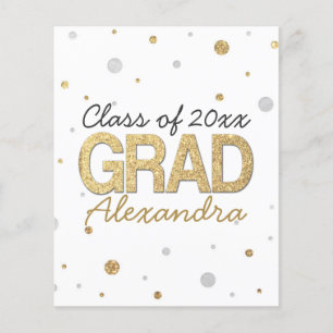 Gold Foil Glitter Confetti Gradution Party Custom Flyer