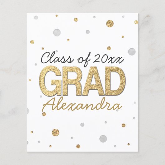 Gold Foil Glitter Confetti Gradution Party Custom Flyer (Voorkant)
