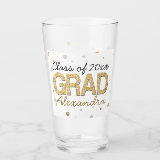 Gold Foil Glitter Confetti Gradution Party Custom Glas (Voorkant)