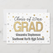 Gold Foil Glitter Confetti Gradution Party Custom Kaart (Voorkant)