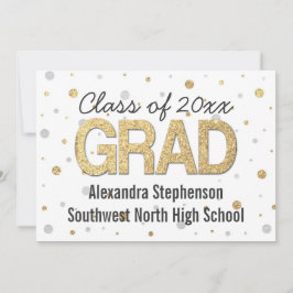 Gold Foil Glitter Confetti Gradution Party Custom Kaart