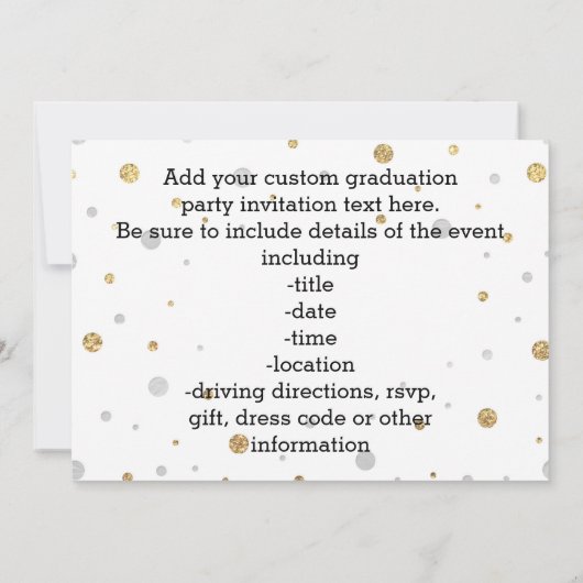 Gold Foil Glitter Confetti Gradution Party Custom Kaart (Achterkant)