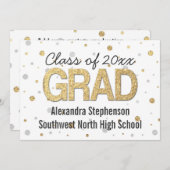 Gold Foil Glitter Confetti Gradution Party Custom Kaart (Voorkant / Achterkant)
