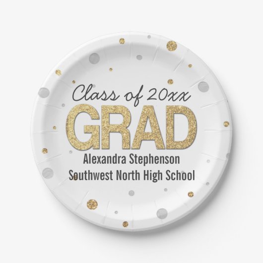 Gold Foil Glitter Confetti Gradution Party Custom Papieren Bordje (Voorkant)