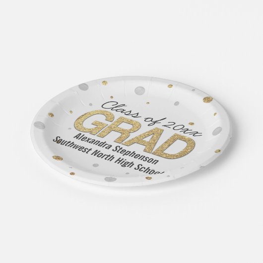 Gold Foil Glitter Confetti Gradution Party Custom Papieren Bordje (Gekanteld)