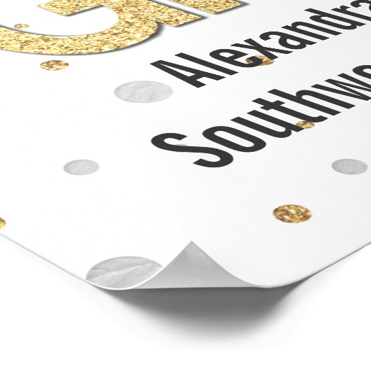 Gold Foil Glitter Confetti Gradution Party Custom Poster (Hoek)