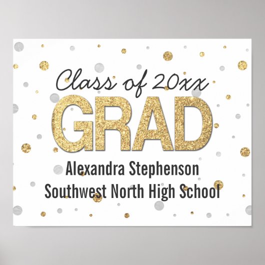 Gold Foil Glitter Confetti Gradution Party Custom Poster (Voorkant)