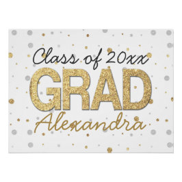 Gold Foil Glitter Confetti Gradution Party Custom Poster