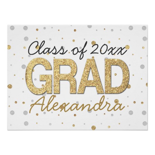 Gold Foil Glitter Confetti Gradution Party Custom Poster (Voorkant)