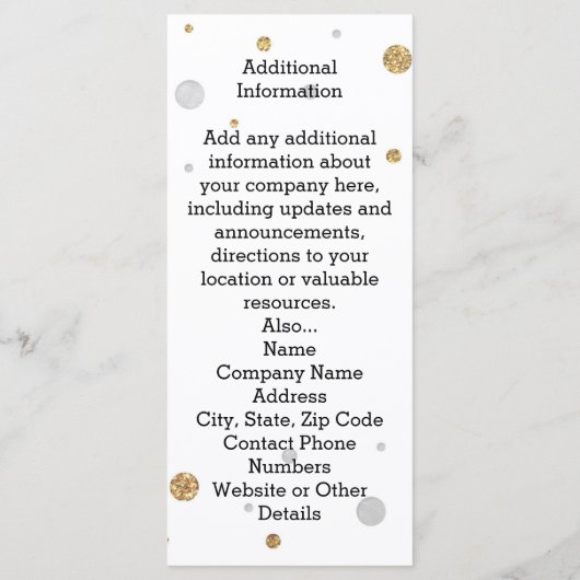 Gold Foil Glitter Confetti Gradution Party Custom Programmakaart (Achterkant)