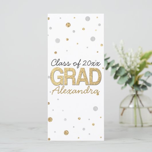 Gold Foil Glitter Confetti Gradution Party Custom Programmakaart (Staand voorkant)