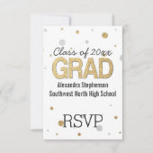 Gold Foil Glitter Confetti Gradution Party Custom RSVP Kaartje (Voorkant)