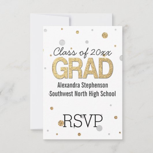 Gold Foil Glitter Confetti Gradution Party Custom RSVP Kaartje (Voorkant)