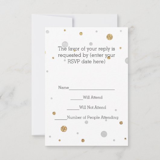 Gold Foil Glitter Confetti Gradution Party Custom RSVP Kaartje (Achterkant)