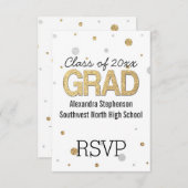 Gold Foil Glitter Confetti Gradution Party Custom RSVP Kaartje (Voorkant / Achterkant)