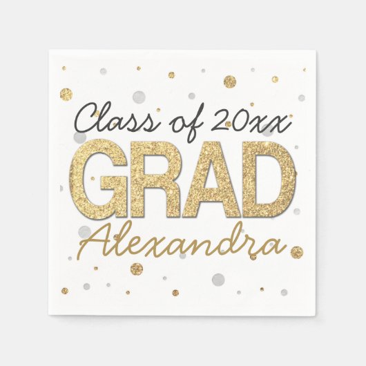 Gold Foil Glitter Confetti Gradution Party Custom Servet (Voorkant)