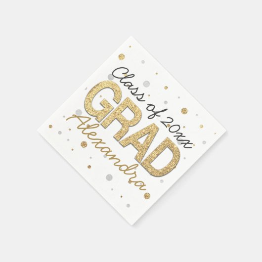 Gold Foil Glitter Confetti Gradution Party Custom Servet (Hoek)