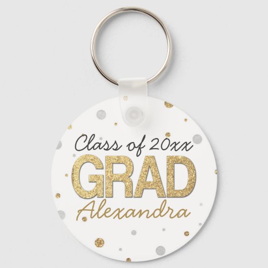 Gold Foil Glitter Confetti Gradution Party Custom Sleutelhanger (Voorkant)