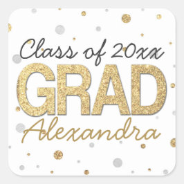 Gold Foil Glitter Confetti Gradution Party Custom Vierkante Sticker
