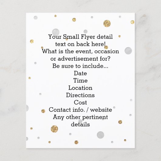 Gold Foil Glitter Confetti Salon/Advertisement Flyer (Achterkant)
