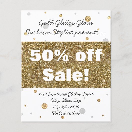 Gold Foil Glitter Confetti Salon/Advertisement Flyer (Voorkant)