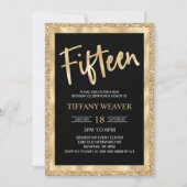 Gold Foil Glitter Fiftiende 15th Birthday Kaart (Voorkant)