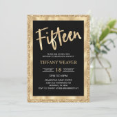 Gold Foil Glitter Fiftiende 15th Birthday Kaart (Staand voorkant)