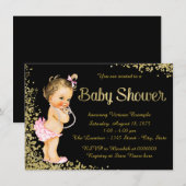 Gold Foil Glitter Girl Baby shower Kaart (Voorkant / Achterkant)