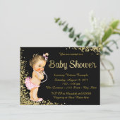 Gold Foil Glitter Girl Baby shower Kaart (Staand voorkant)