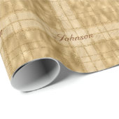 Gold Foil Glitter Glitter Checkered Monogramed Ker Cadeaupapier (Rol Hoek)