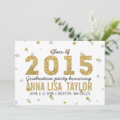 Gold Foil Glitter Gradution Party Invitation Kaart (Staand voorkant)