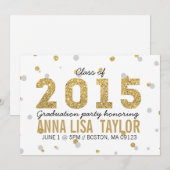Gold Foil Glitter Gradution Party Invitation Kaart (Voorkant / Achterkant)