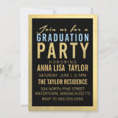 Gold Foil Glitter Gradution Party Invitation Kaart (Voorkant)