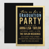 Gold Foil Glitter Gradution Party Invitation Kaart (Voorkant / Achterkant)