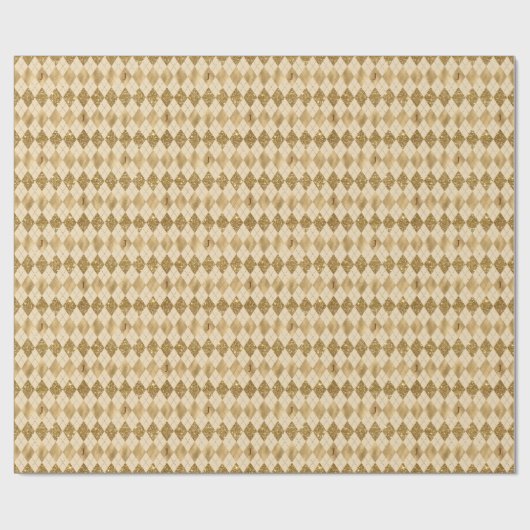 Gold Foil Glitter Harlequin Monogramed Kerstmis Cadeaupapier (Vlak)