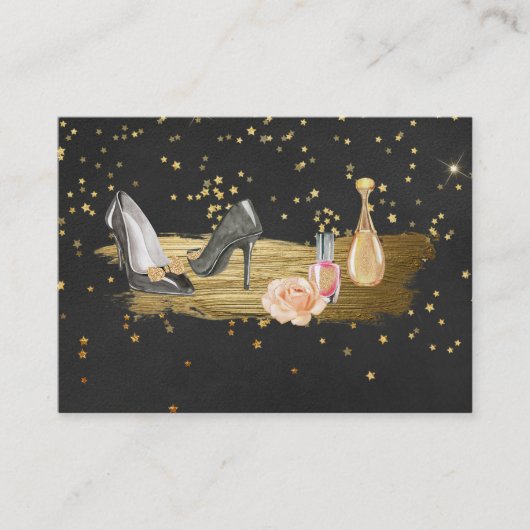 *~* Gold Foil Glitter Heels Nail Poolse parfum Visitekaartje (Voorkant)
