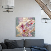 Gold Foil Glitter Liquid Marble Paint Mix Abstract Canvas Afdruk