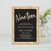 Gold Foil Glitter Nineteen 19e verjaardag Kaart (Staand voorkant)