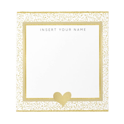 Gold Foil & Glitter Personalized Notitieblok 5,5 x (Voorkant)
