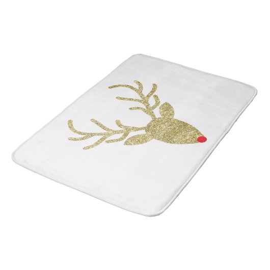 Gold Foil Glitter Rudolph Kerstbath Mats Badmat (Gekanteld)