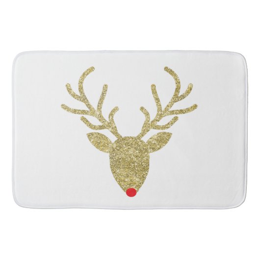 Gold Foil Glitter Rudolph Kerstbath Mats Badmat (Voorkant)