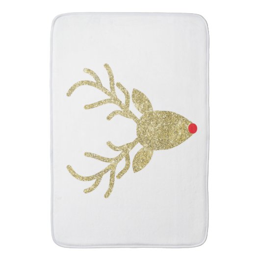 Gold Foil Glitter Rudolph Kerstbath Mats Badmat (Voorkant Verticaal)