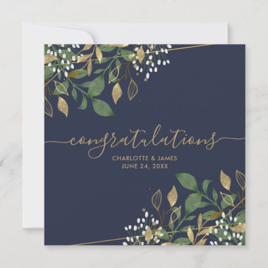 Gold Foil Glitter Wedding Gefeliciteerd Kaart (Voorkant)
